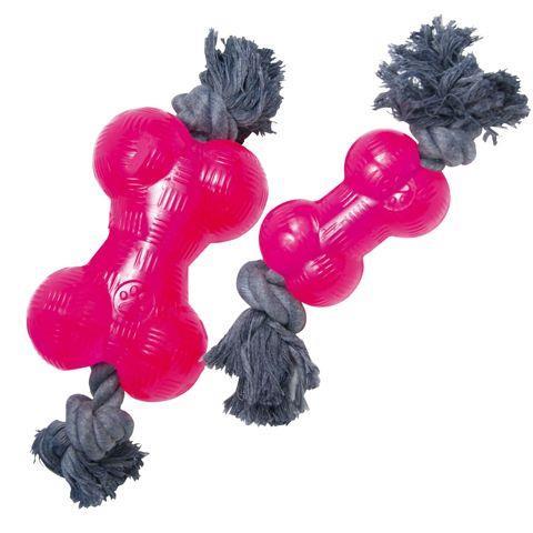 PINK TPR BONE WITH ROPE 13.97cm