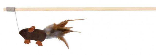 Playing rod mouse with feathers, 50 cm